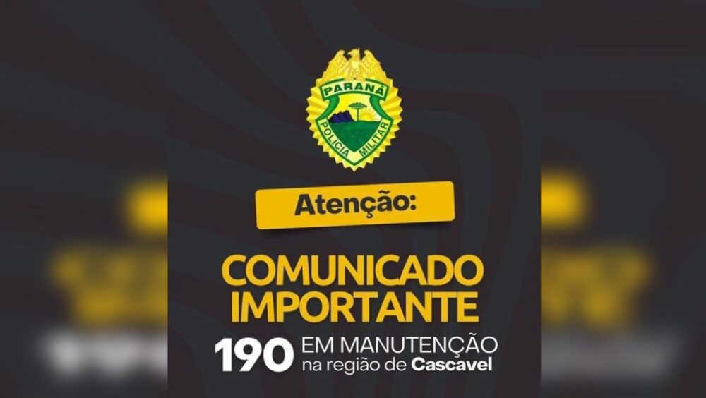 Polícia Militar divulga número alternativo após 190 ficar indisponível Imagem referente a Polícia Militar divulga número alternativo após 190 ficar indisponível