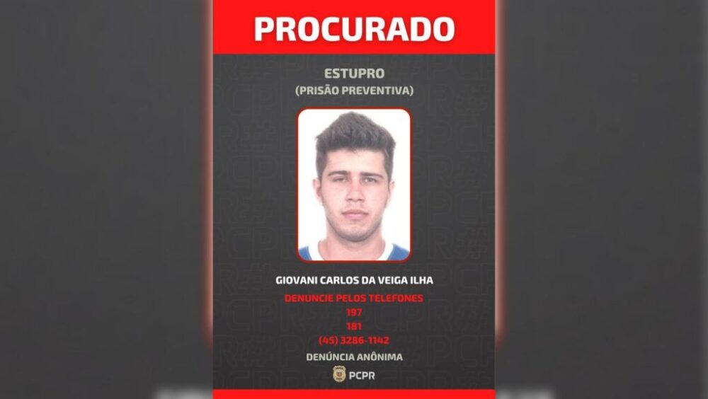 Polícia divulga foto de foragido acusado de estuprar adolescente em Capitão Leônidas Marques Imagem referente a Polícia divulga foto de foragido acusado de estuprar adolescente em Capitão Leônidas Marques