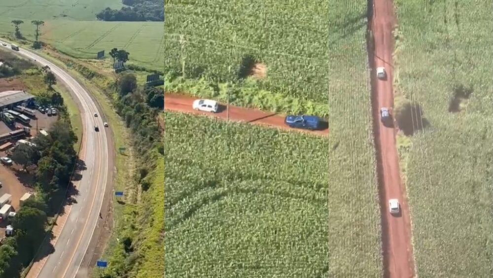 Imagens aéreas mostram perseguição em Cascavel a carro de motorista que foi morto em SC Imagem referente a Imagens aéreas mostram perseguição em Cascavel a carro de motorista que foi morto em SC