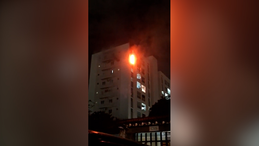 Impressionante: Imagens mostram incêndio em apartamento no Bairro Santa Cruz Imagem referente a Impressionante: Imagens mostram incêndio em apartamento no Bairro Santa Cruz